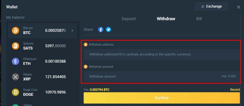Withdraw Amount on BC.Game